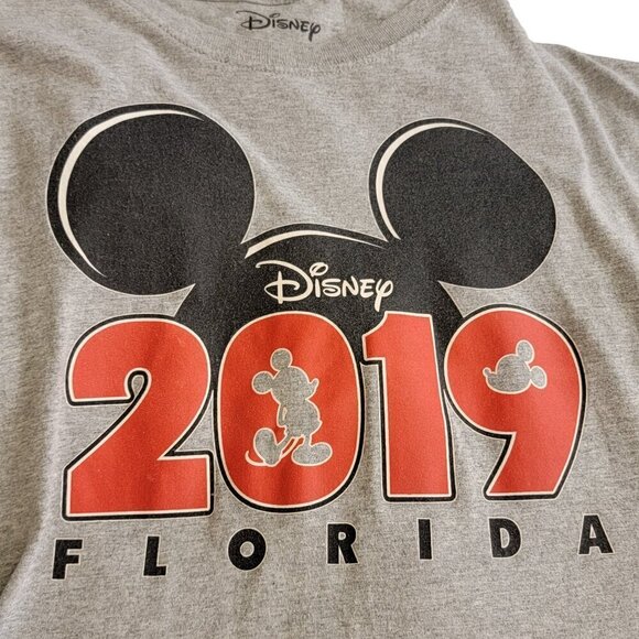 Disney Men's Mickey Mouse Ears 2019 Florida Crew Neck Gray T-Shirt – Size Large - Picture 6 of 12